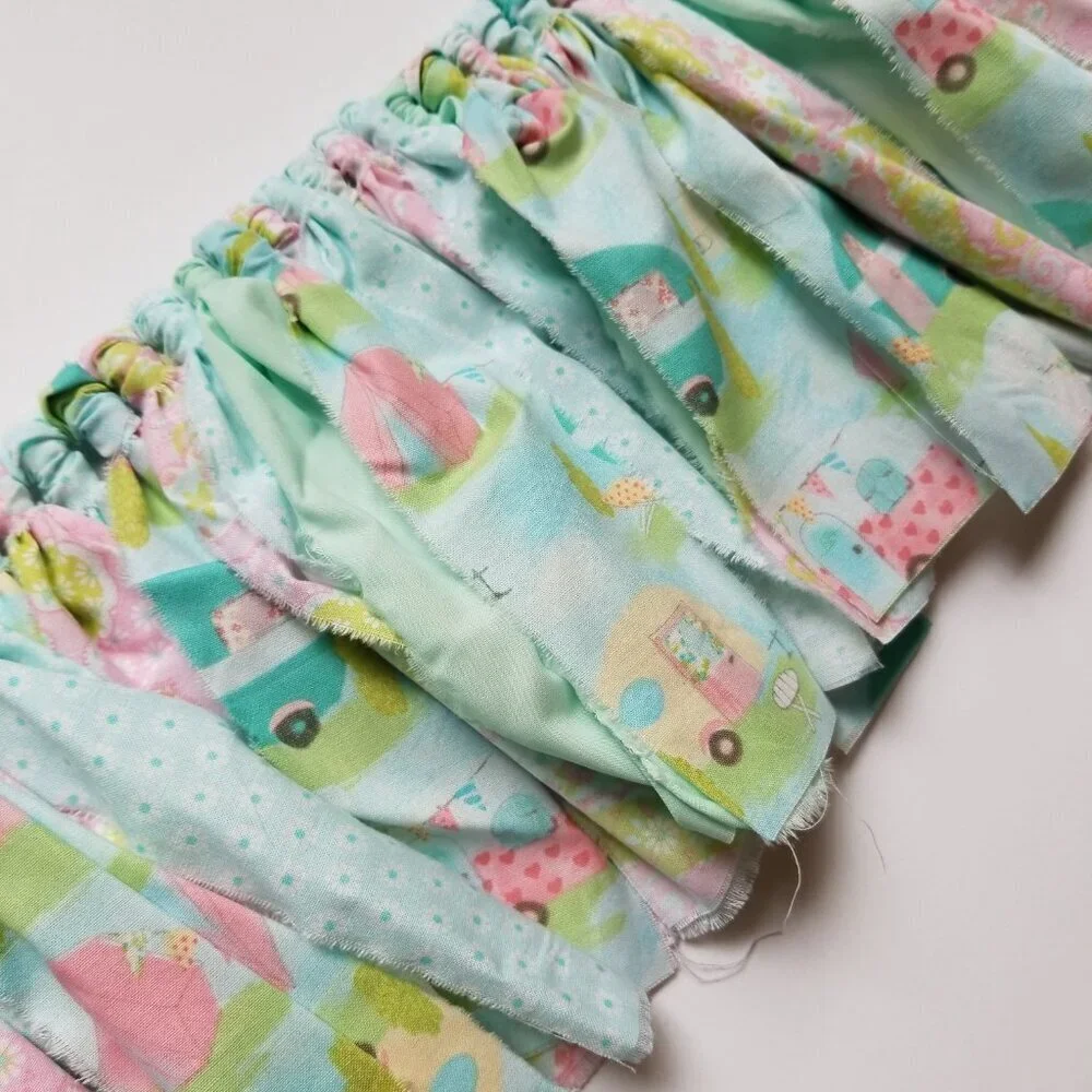 Fabric Banner Wall Hanging | Cubicle Decor, Fabric Garland | Pink Campers | 7’